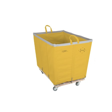Steele Canvas Basket 12 BU Permanent Truck Yellow Vinyl w/Grey Vinyl - 4in Casters 9212VYLWVGRYW4